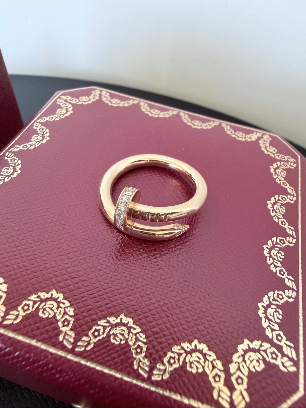 Cartier Juste un Clou 18K Rose Gold Diamond Pavé Nail Ring Classic Model Sz 51